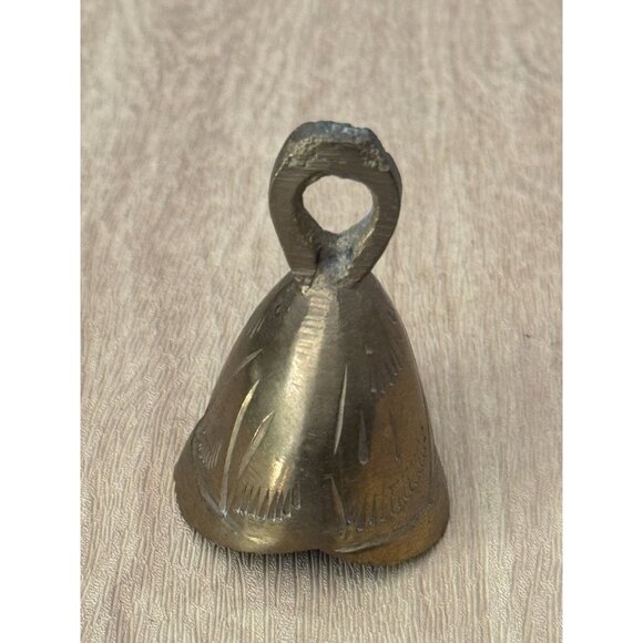 Vintage Brass Sarna Small Bell Made In India With Etched Design 2.5" X 1.5" - Picture 4 of 6